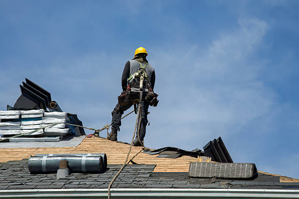 Professional Gutter Installation technician working in Albany, IN